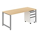 Bush Business Furniture Momentum Table Desk With 3 Drawer Mobile Pedestal, 72"W x 30"D, Natural Maple, Standard Delivery