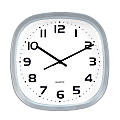 TEMPUS Wide-Profile Square Clock, Silver