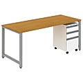 BBF Momentum 72" Wide Desk With 3 Drawer Mobile Pedestal, 29 1/2"H x 71 1/2"W x 29 7/16"D, Modern Cherry, Standard Delivery