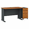 Bush Business Furniture Office Advantage 48"W Computer Desk With Mobile File Cabinet, Natural Cherry/Slate, Standard Delivery