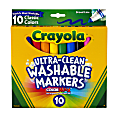 Crayola® Ultra-Clean Washable Markers, Broad Tip, Assorted Classic Colors, Box Of 10