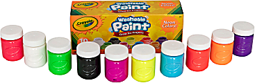 Crayola® Neon Washable Kid's Paint, 2 Oz, Assorted Colors, Set Of 10 Paints 1 thumbnail image