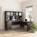 Bush Furniture Somerset 3 Position Sit to Stand L Shaped Desk With Hutch, 72"W, Mocha Cherry, Standard Delivery 1 thumbnail image