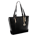 McKleinUSA® M Series SAVARNA Leather Shoulder Tote With 7 1/2” x 10” Tablet Compartment, 14 1/2"H x 5"W x 13"D, Black