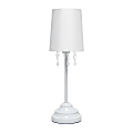 Simple Designs Table Lamp with Fabric Shade and Hanging Acrylic Beads, White 1 thumbnail image