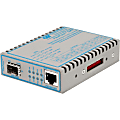 Omnitron FlexPoint 10/100/1000 Gigabit Ethernet Fiber Media Converter RJ45 SFP - 1 x 10/100/1000BASE-T; 1 x 100/1000BASE-X; No Power Adapter; Lifetime Warranty