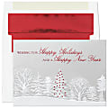 Custom Foil-Embellished Holiday Greeting Cards With Foil-Lined Envelopes, 7-7/8" x 5-5/8", Fresh Holidays/Red-Lined Envelopes, Box Of 25