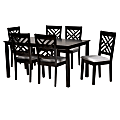 Baxton Studio Caron Dining Set, 29-3/16”H x 59-1/16”W x 35-7/16”D, Gray/Espresso Brown