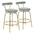 LumiSource Rhonda Counter Stools, Gold/Green, Set Of 2 Stools