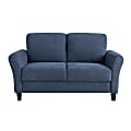Lifestyle Solutions Winslow Loveseat With Rolled Arms, 32-3/4”H x 59-9/10”W x 31-1/2”D, Blue