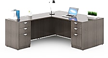 Boss Office Products Holland Series 71"W Executive L-Shaped Corner Desk With 2 File Storage Pedestals, Driftwood 1 thumbnail image