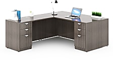 Boss Office Products Holland Series 71"W Executive L-Shaped Corner Desk With 2 File Storage Pedestals, Driftwood