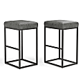 ALPHA HOME Faux Leather Bar Stools, Gray/Black, Set Of 2 Stools