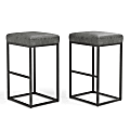 ALPHA HOME Faux Leather Bar Stools, Gray/Black, Set Of 2 Stools 1 thumbnail image