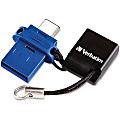 Verbatim 32GB Store 'n' Go Dual USB 3.0 Flash Drive for USB-C™ Devices - Blue - 32GB - Blue