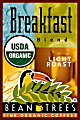 Beantrees Organic Breakfast Blend Whole Bean Coffee Bag, 12 Oz