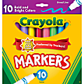 Crayola® Bold And Bright Broad Line Markers, Conical Point, White Barrel, Assorted Ink Colors, Box Of 10 Markers