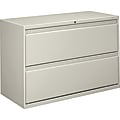 HON® 800 42"W x 19-1/4"D Lateral 2-Drawer File Cabinet With Lock, Light Gray 1 thumbnail image