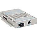 Omnitron OmniConverter 10/100 PoE+ Ethernet Single-Fiber Media Converter Switch RJ45 SC Single-Mode BiDi 20km - 1 x 10/100BASE-TX; 1 x 100BASE-BX-U (1310/1550); US AC Powered; Lifetime Warranty 1 thumbnail image