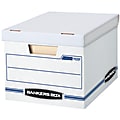 Bankers Box® Stor/File™ Standard-Duty Storage Boxes With Lift-Off Lids And Built-In Handles, Letter/Legal Size, 10"x12"x15", White/Blue, Case Of 13 1 thumbnail image