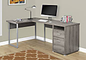 Monarch Specialties L-Shaped Computer Desk With 2 Drawers, Dark Taupe