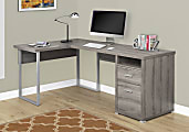 Monarch Specialties 79"W L-Shaped Corner Desk With 2 Drawers, Dark Taupe 1 thumbnail image