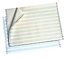 OfficeMax Continuous Computer Form Paper, 14-7/8"W X 11"L, 2 Part Carbonless Paper, 1/2" Green Bar, with no vertical strip off perforations 1 thumbnail image