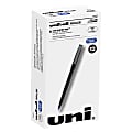 uni-ball® Rollerball™ Pens, Fine Point, 0.7 mm, 80% Recycled, Black Barrel, Blue Ink, Pack Of 12 Pens
