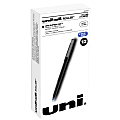 uni-ball® Rollerball™ Pens, Micro Point, 0.5 mm, 80% Recycled, Black Barrel, Blue Ink, Pack Of 12 Pens