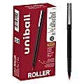 uni-ball® Rollerball™ Pens, Micro Point, 0.5 mm, 80% Recycled, Black Barrel, Red Ink, Pack Of 12 Pens