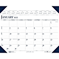 House of Doolittle Eco-friendly Executive Calendar Desk Pad - Julian Dates - Monthly - 1 Year - January 2022 till December 2022 - 1 Month Single Page Layout - 24" x 19" Sheet Size - 2.38" x 3.38" Block - Desk Pad - Assorted