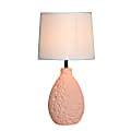 Simple Designs Textured Stucco Table Lamp, 14"H, White Shade/Pink Base