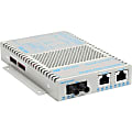 Omnitron OmniConverter 10/100 PoE Ethernet Fiber Media Converter Switch RJ45 ST Single-Mode 30km Wide Temp - 2 x 10/100BASE-TX; 1 x 100BASE-FX; US AC Powered; Lifetime Warranty