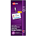 Avery® Secure Top Badge Holders, For 2 1/4" x 3 1/2" Badge, Landscape With Clip, Clear, Box Of 50 1 thumbnail image