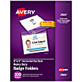 Avery® Heavy Duty Horizontal ID Badge Holders With Clips, 3" x 4", Clear, Box Of 100