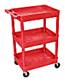 Luxor 3-Shelf Tub Cart, 36 1/2"H x 24"W x 18"D, Red