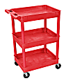 Luxor 3-Shelf Tub Cart, 36 1/2"H x 24"W x 18"D, Red 1 thumbnail image