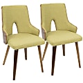 LumiSource Stella Chairs, Walnut/Green, Set Of 2 Chairs