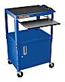 Luxor Adjustable Height Cart, With Cabinet/Pullout Tray, 16 5/8"H x 24"W x 17 1/2"D, Blue