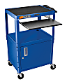 Luxor Adjustable Height Cart, With Cabinet/Pullout Tray, 16 5/8"H x 24"W x 17 1/2"D, Blue 1 thumbnail image