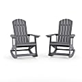 Flash Furniture Savannah All-Weather Adirondack Rocking Chairs, Light Gray, Set Of 2 Chairs