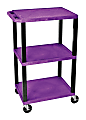 Luxor Tuffy 3-Shelf Cart, 42"H x 24"W x 18"D, Purple