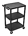 Luxor 3-Shelf Cart, 41"H x 24"W x 18"D, Black