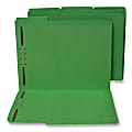 SJ Paper Paper-Cut/Water-Resistant 2-Fastener Top-Tab Folders, Letter Size, Green, Box Of 50