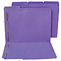 SJ Paper Paper-Cut/Water-Resistant 2-Fastener 1/3 Tab Folders, Letter Size, 50% Recycled, Purple, Box Of 50