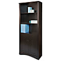 Realspace® Dawson 72"H 5-Shelf Bookcase With Doors, Cinnamon Cherry