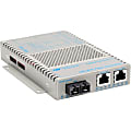 Omnitron OmniConverter 10/100/1000 PoE Gigabit Ethernet Fiber Media Converter Switch RJ45 SC Multimode 550m - 2 x 10/100/1000BASE-T; 1 x 1000BASE-SX; DC Powered; Lifetime Warranty