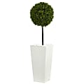 Nearly Natural Boxwood Ball Topiary 42”H Artificial UV Resistant Indoor/Outdoor Tree With Tower Planter, 42”H x 12”W x 12”D, Green