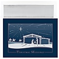 Great Papers! Holiday Greeting Cards With Envelopes, 7 7/8" x 5 5/8", Silver Nativity, Pack Of 16