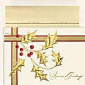 Great Papers! Holiday Greeting Cards With Envelopes, 7 7/8" x 5 5/8", Gold Holly Branch, Pack Of 16